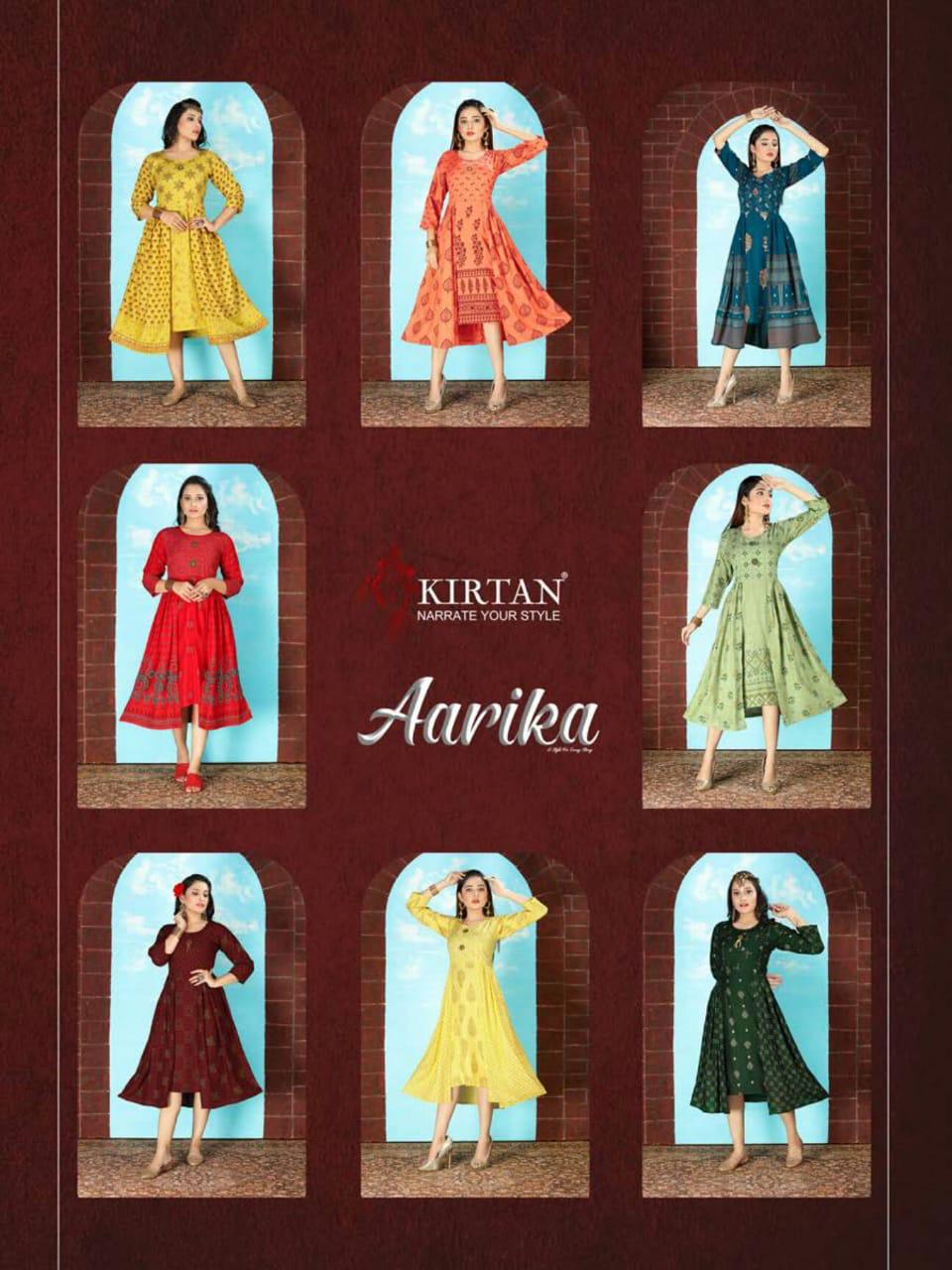 Kirtan Aarika Latest fancy Regular Wear Rayon Printed Designer Kurtis Collection